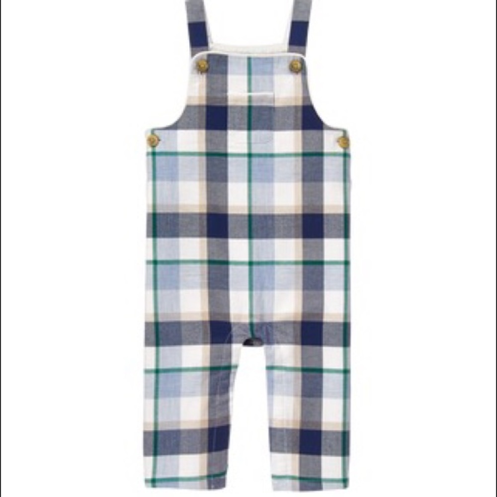 Janie and Jack plaid overalls romper 3 - 6 months